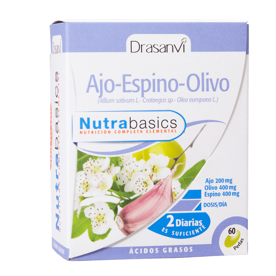 Ajo Espino Olivo 500mg 60 perlas Nutrabasicos - Drasanvi - 60 perlas de 700 mg. 