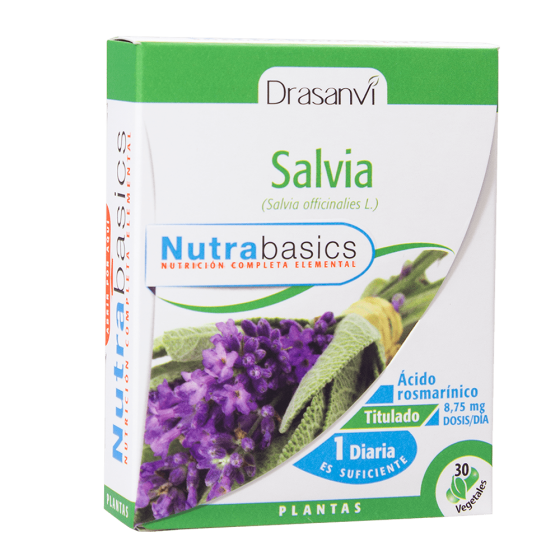 Salvia 30 cápsulas Nutrabasicos - Drasanvi - 30 cápsulas vegetales de 486 mg.